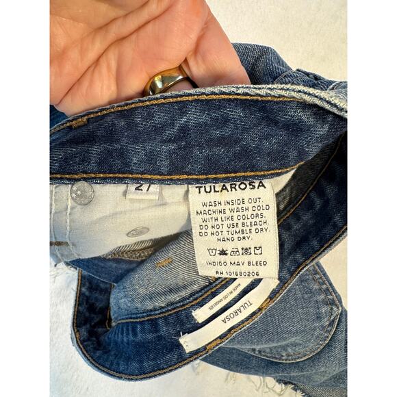 Tularosa embroidered denim mini skirt flower blue jean cut off 27 S 4 6 - Picture 5 of 8